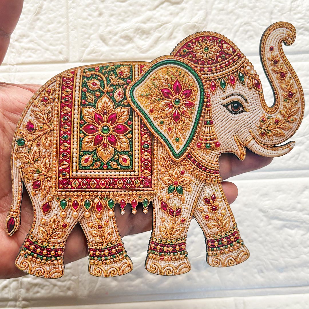 Beaded Elephant printed mdf Cutout Pack of 10 | DIY Decoration, Toran, Bandhanwar