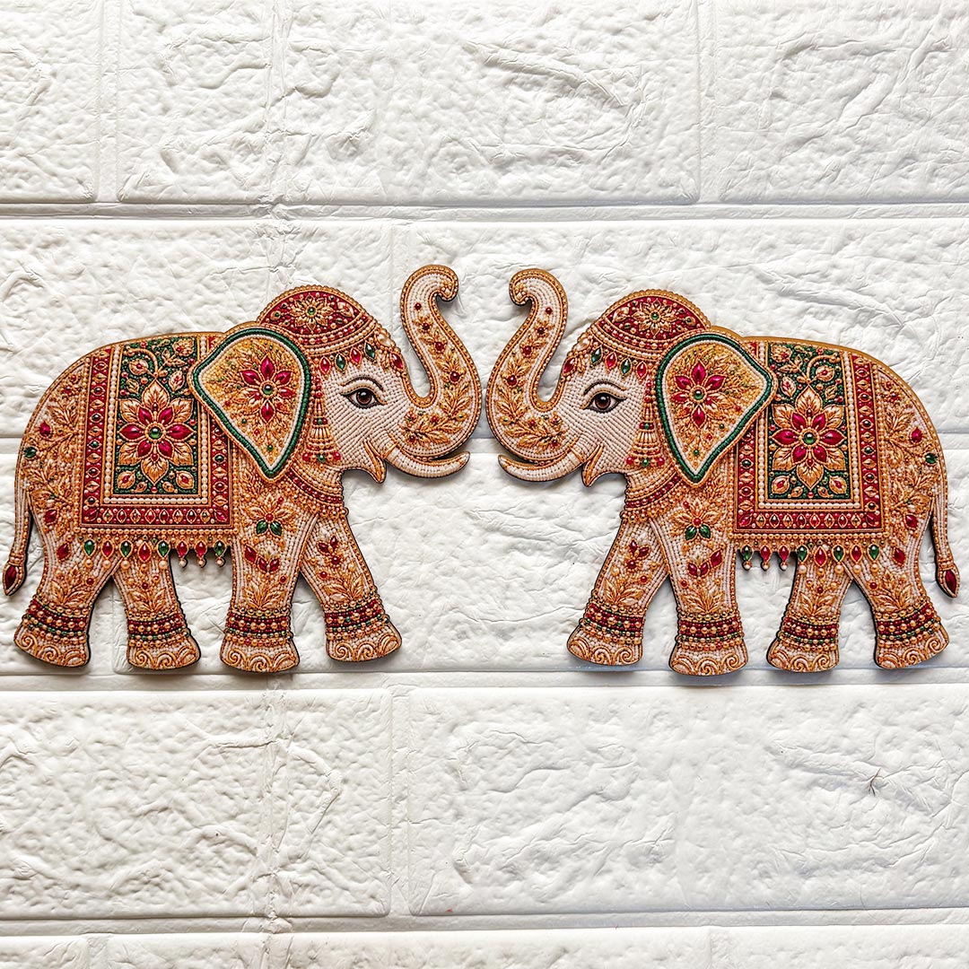 Beaded Elephant printed mdf Cutout Pack of 10 | DIY Decoration, Toran, Bandhanwar