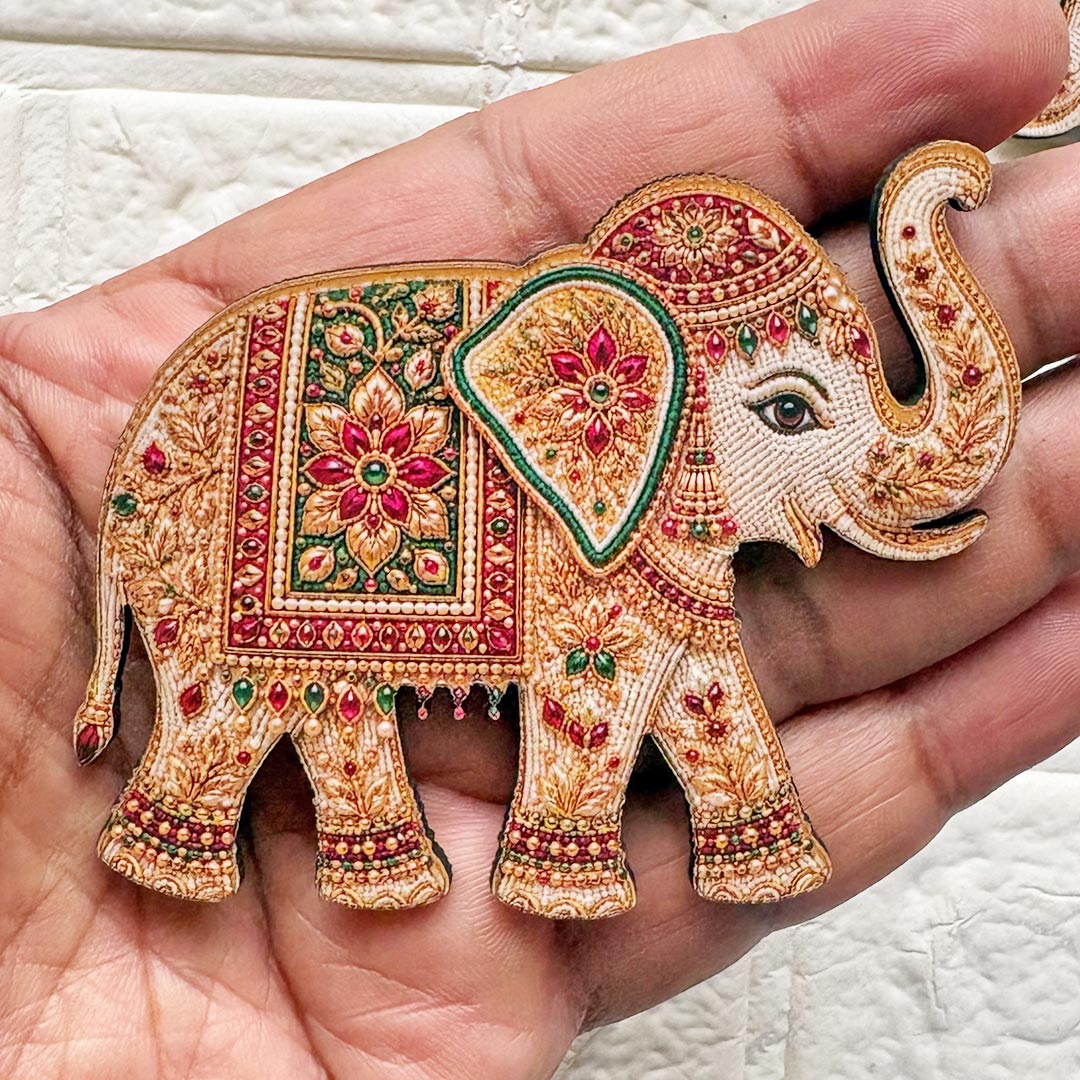 Beaded Elephant printed mdf Cutout Pack of 10 | DIY Decoration, Toran, Bandhanwar