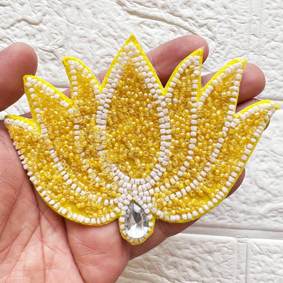 Beaded Lotus Patch 5 Inch | Pack of 10 for Diwali Festive DIY Art &amp; Craft Work