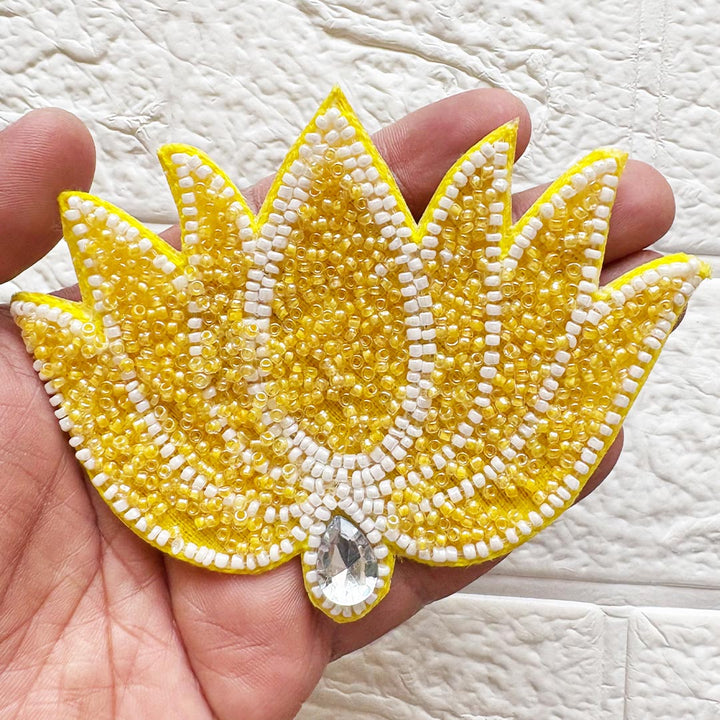 Beaded Lotus Patch 5 Inch | Pack of 10 for Diwali Festive DIY Art &amp; Craft Work