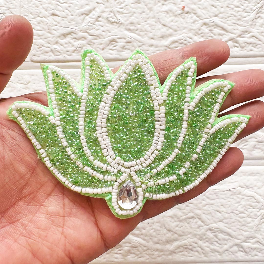 Beaded Lotus Patch 5 Inch | Pack of 10 for Diwali Festive DIY Art &amp; Craft Work