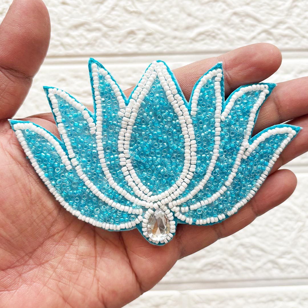 Beaded Lotus Patch 5 Inch | Pack of 10 for Diwali Festive DIY Art &amp; Craft Work
