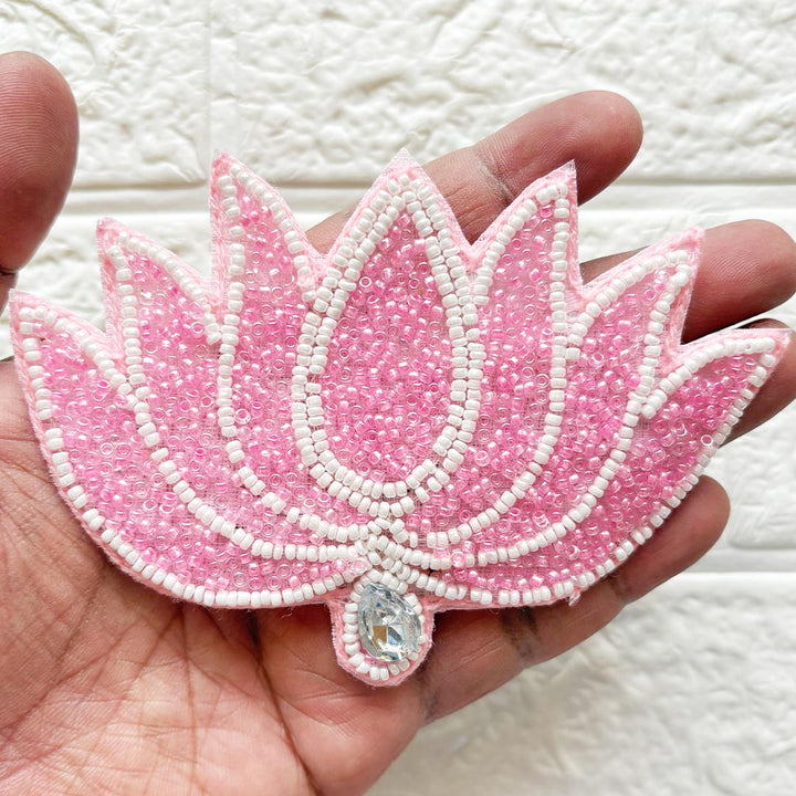 Beaded Lotus Patch 5 Inch | Pack of 10 for Diwali Festive DIY Art &amp; Craft Work