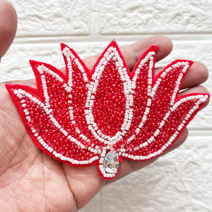 Beaded Lotus Patch 5 Inch | Pack of 10 for Diwali Festive DIY Art &amp; Craft Work