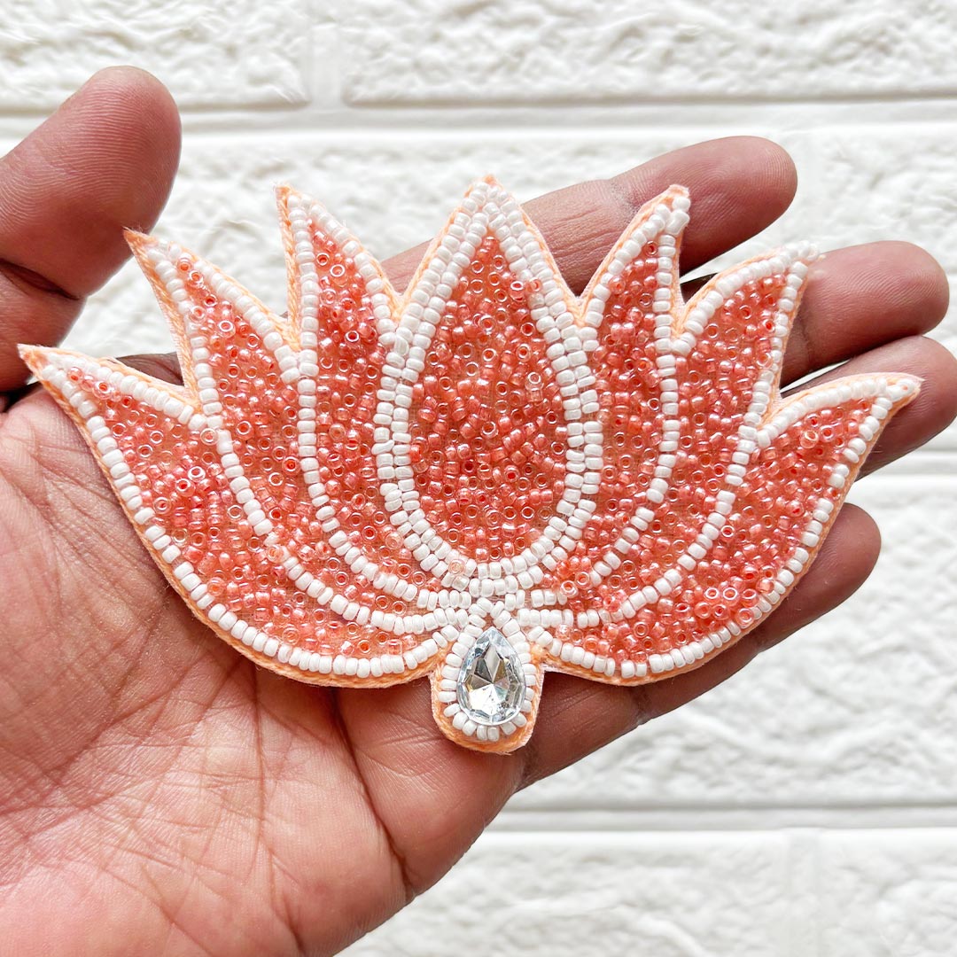 Beaded Lotus Patch 5 Inch | Pack of 10 for Diwali Festive DIY Art &amp; Craft Work
