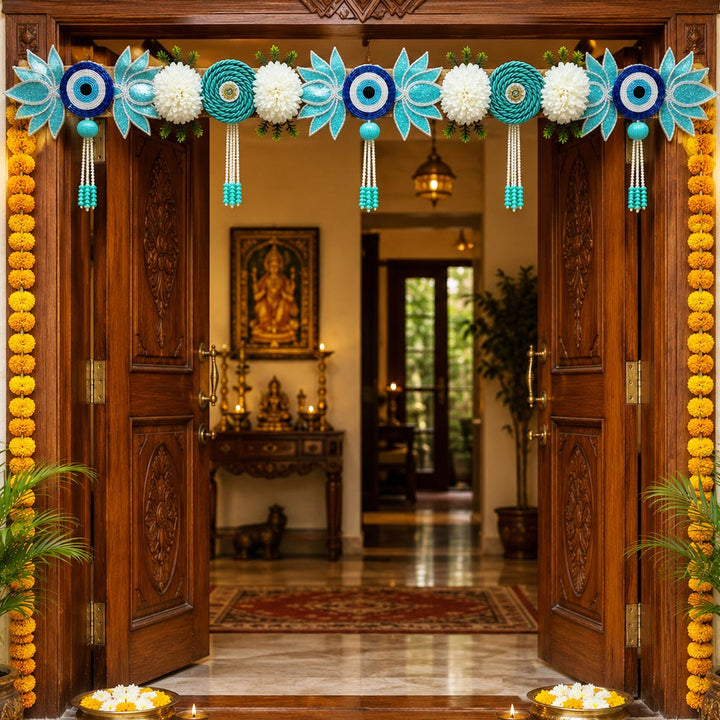 Firozi Lotus Patch Toran for Home &amp; Office Entrance | Mandir Decoration | Decorative Door Hanging Bandanwar