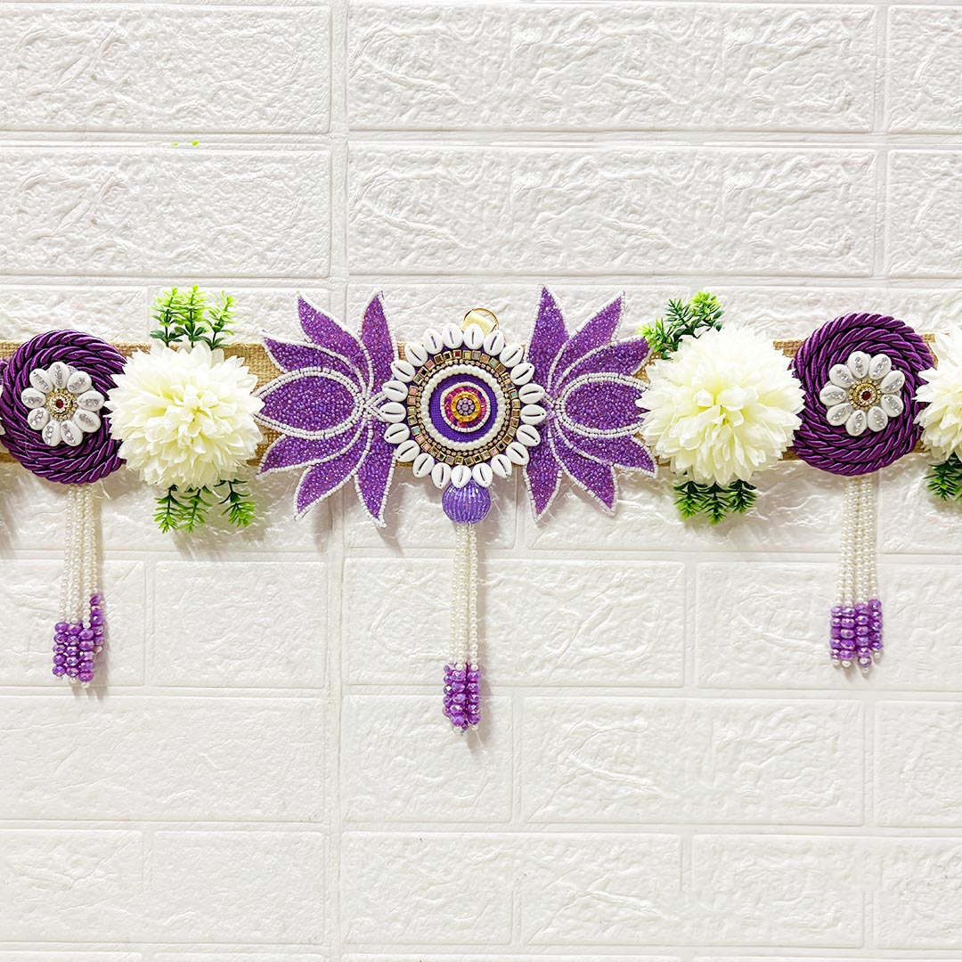 Purple Lotus Patch Toran for Home &amp; Office Entrance | Mandir Decoration | Decorative Door Hanging Bandanwar