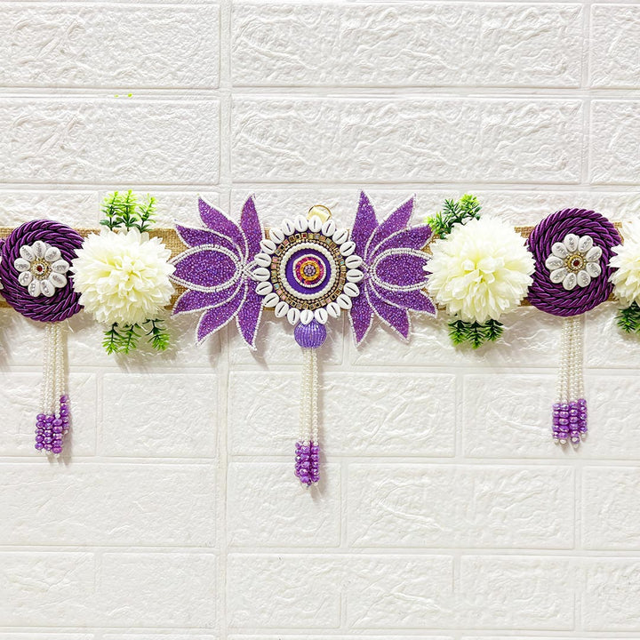 Purple Lotus Patch Toran for Home &amp; Office Entrance | Mandir Decoration | Decorative Door Hanging Bandanwar