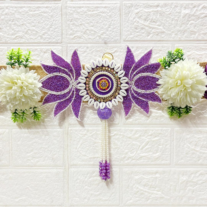 Purple Lotus Patch Toran for Home &amp; Office Entrance | Mandir Decoration | Decorative Door Hanging Bandanwar