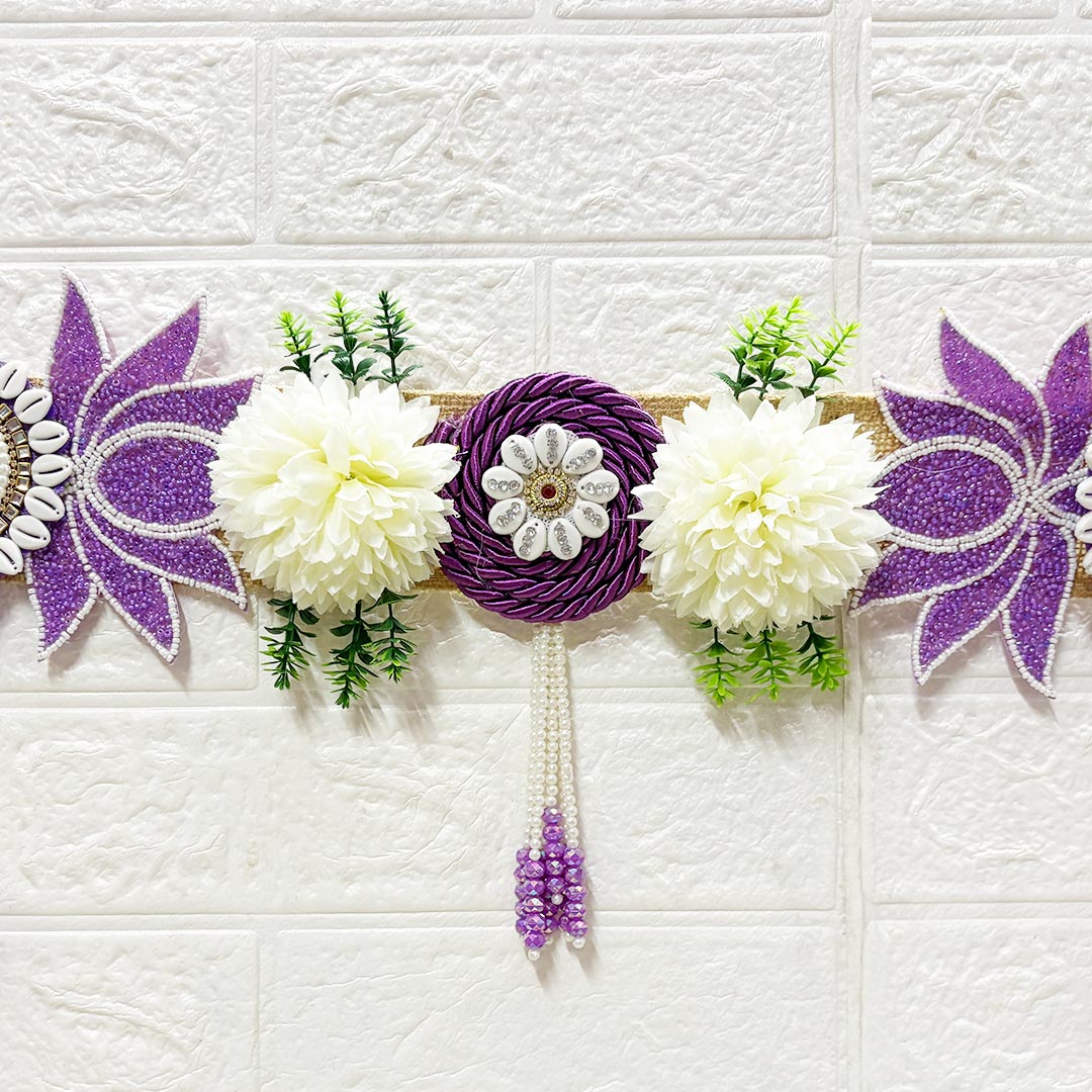 Purple Lotus Patch Toran for Home &amp; Office Entrance | Mandir Decoration | Decorative Door Hanging Bandanwar