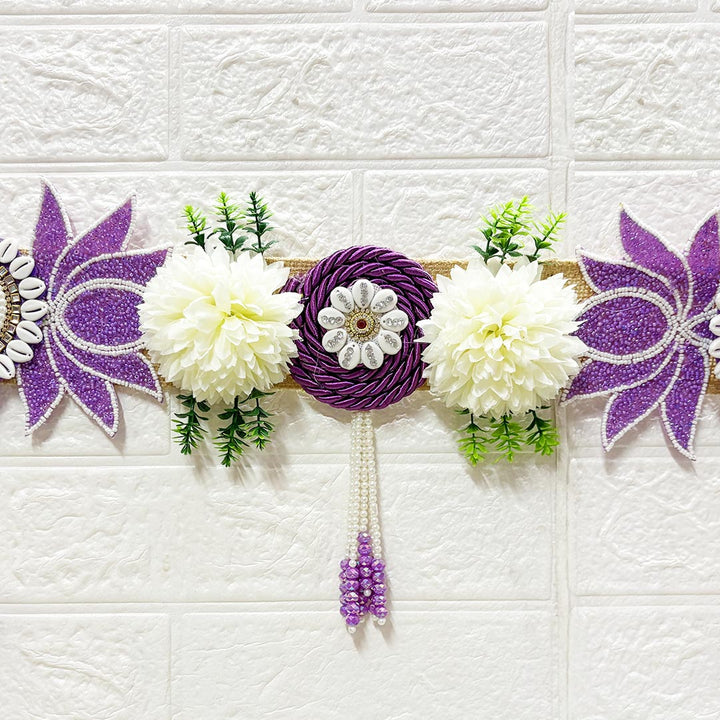 Purple Lotus Patch Toran for Home &amp; Office Entrance | Mandir Decoration | Decorative Door Hanging Bandanwar