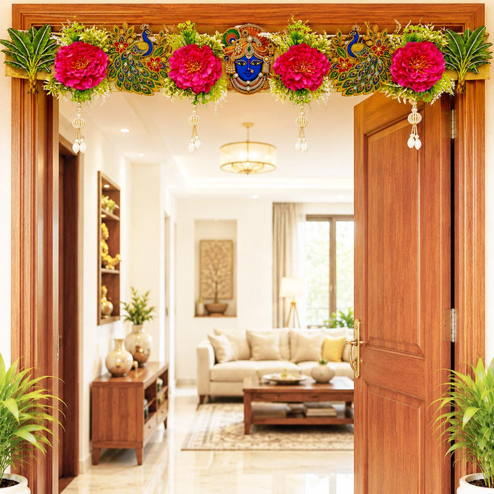 Banana Tree &amp; Peacock Toran 40 Inch Door Hanging | Bandanwar for Home Entrance &amp; Mandir Decoration