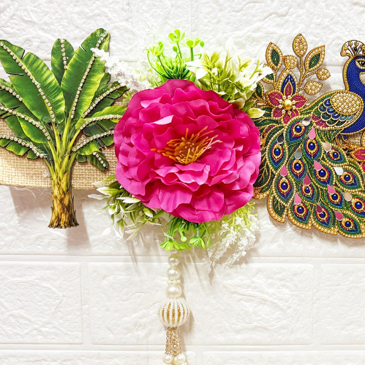 Banana Tree &amp; Peacock Toran 40 Inch Door Hanging | Bandanwar for Home Entrance &amp; Mandir Decoration