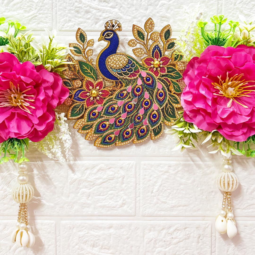 Banana Tree &amp; Peacock Toran 40 Inch Door Hanging | Bandanwar for Home Entrance &amp; Mandir Decoration