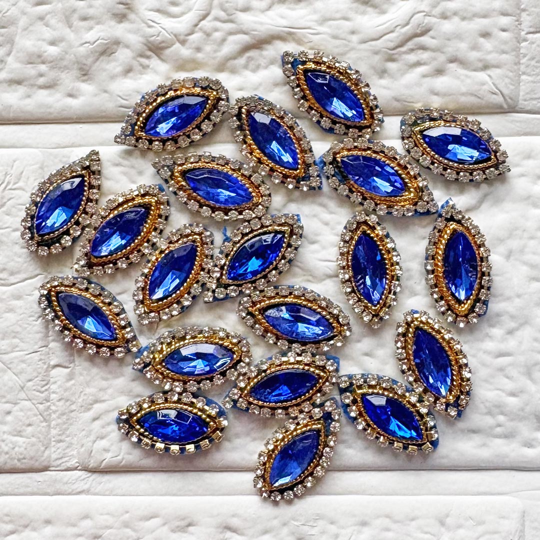 Eye shape rhinestone Patch | Pack of 10 for Diwali Festive DIY Art &amp; Craft Work