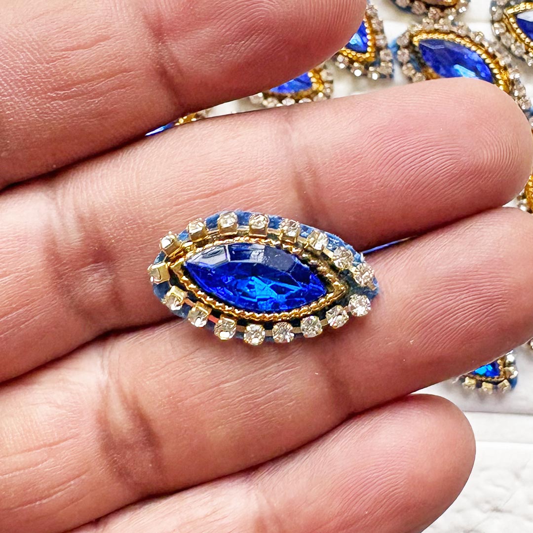 Eye shape rhinestone Patch | Pack of 10 for Diwali Festive DIY Art &amp; Craft Work