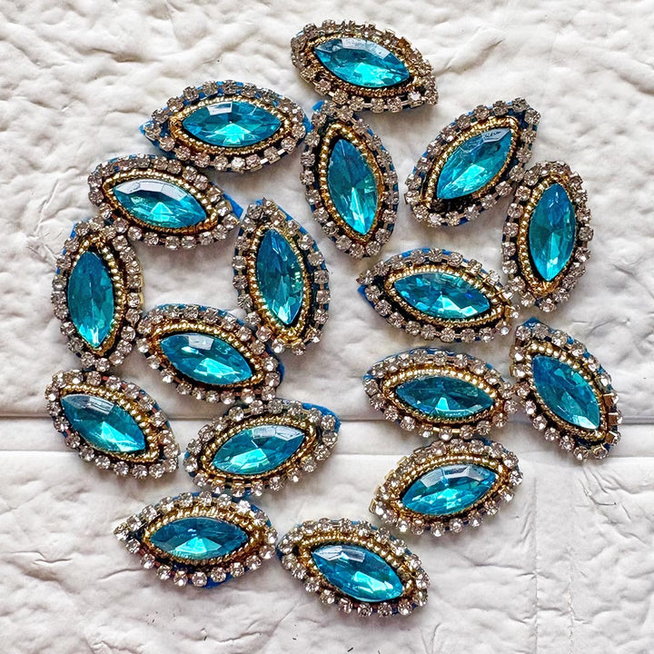 Eye shape rhinestone Patch | Pack of 10 for Diwali Festive DIY Art &amp; Craft Work