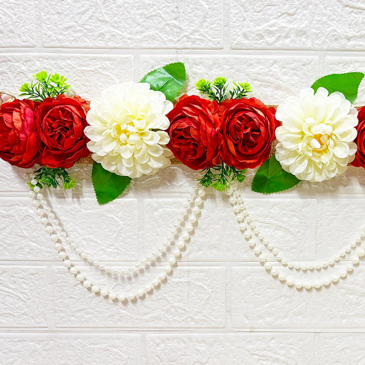 Red &amp; White Carnation flower Toran 40 Inch Door Hanging | Bandanwar for Home Entrance &amp; Mandir Decoration