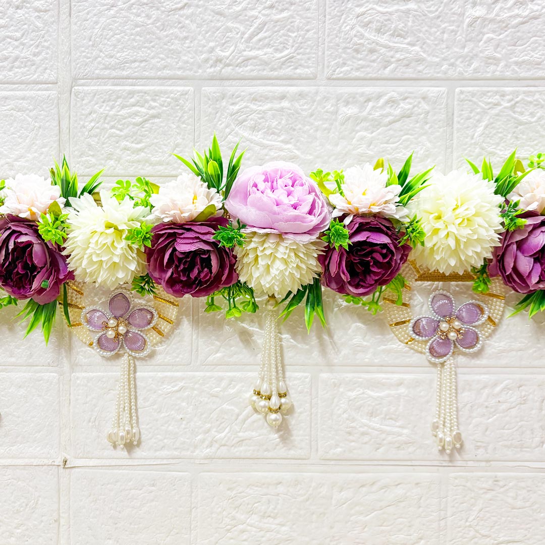 Purple floral Toran 40 Inch Door Hanging | Bandanwar for Home Entrance &amp; Mandir Decoration