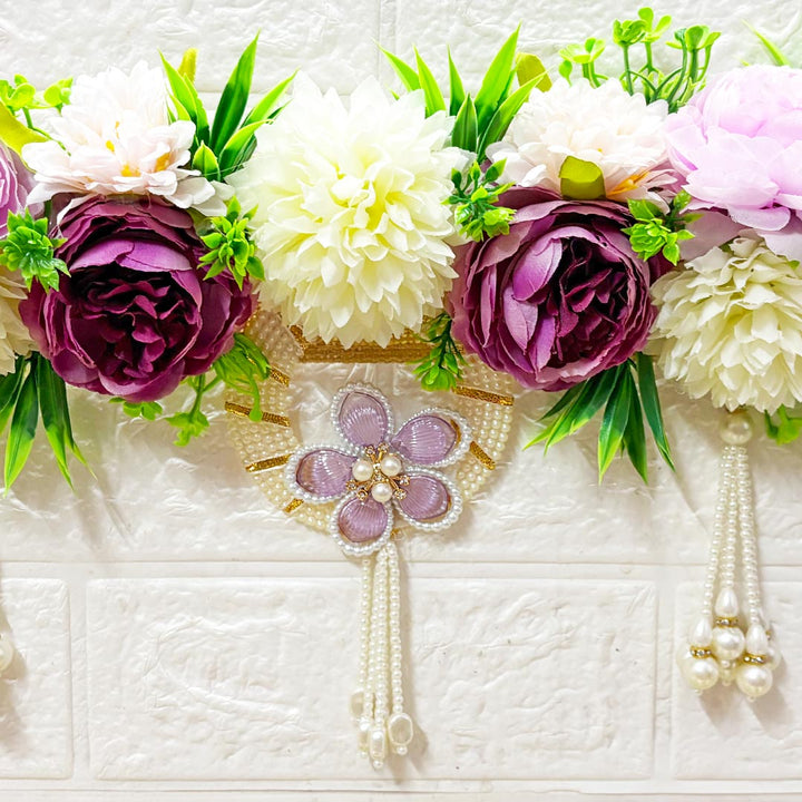 Purple floral Toran 40 Inch Door Hanging | Bandanwar for Home Entrance &amp; Mandir Decoration