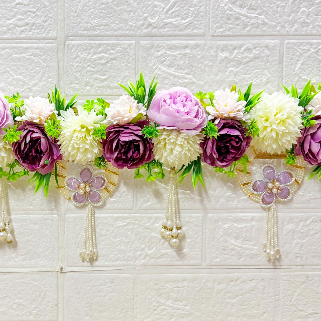 Purple floral Toran 40 Inch Door Hanging | Bandanwar for Home Entrance &amp; Mandir Decoration