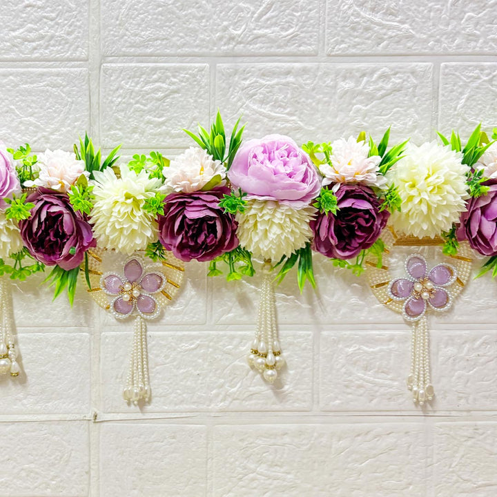 Purple floral Toran 40 Inch Door Hanging | Bandanwar for Home Entrance &amp; Mandir Decoration