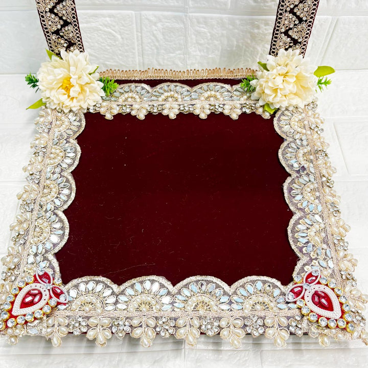 Decorative Square Floral Singhasan for Laddu Gopal &amp; Ganesh Ji for home mandir