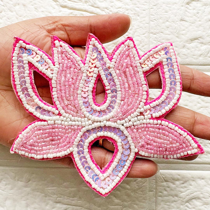 Beaded Sequins Lotus Patch | Pack of 10 for Diwali Festive DIY Art &amp; Craft Work