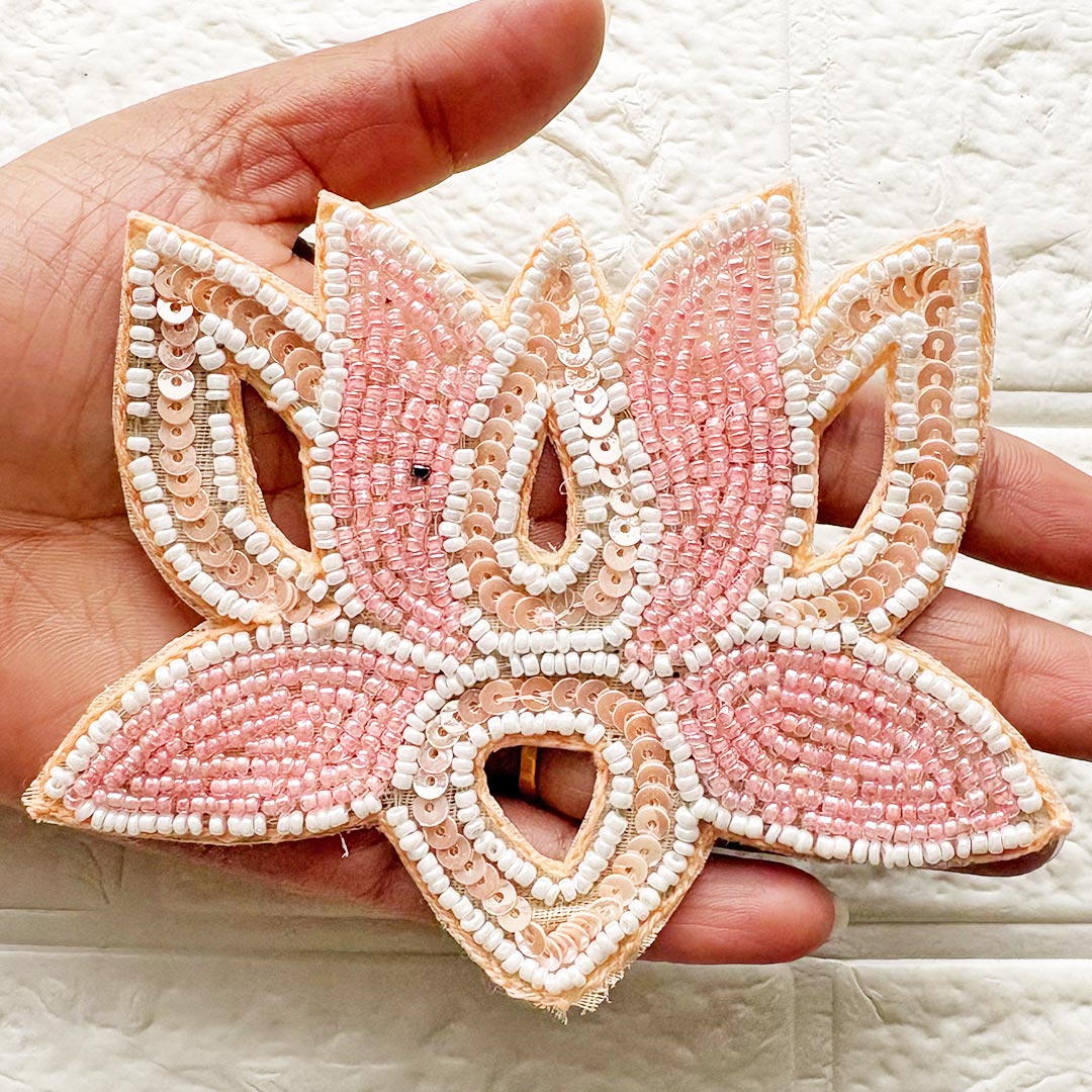 Beaded Sequins Lotus Patch | Pack of 10 for Diwali Festive DIY Art &amp; Craft Work