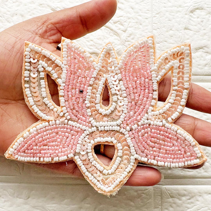 Beaded Sequins Lotus Patch | Pack of 10 for Diwali Festive DIY Art &amp; Craft Work