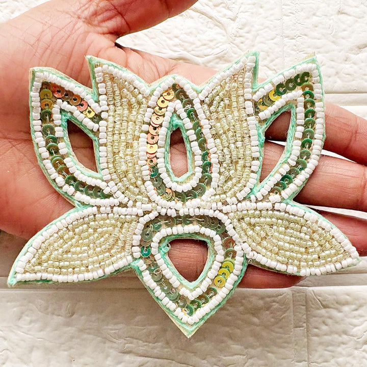 Beaded Sequins Lotus Patch | Pack of 10 for Diwali Festive DIY Art &amp; Craft Work
