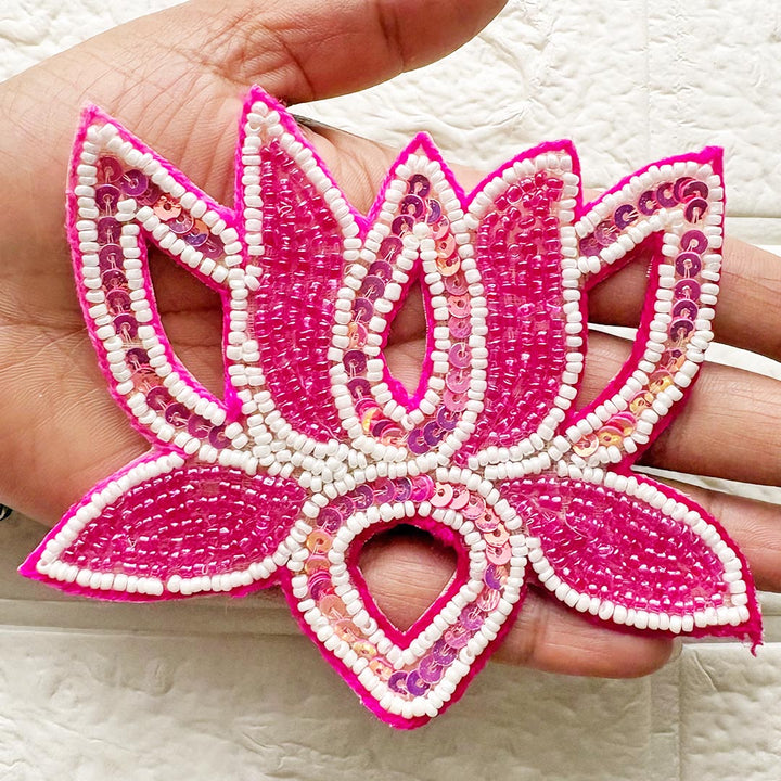 Beaded Sequins Lotus Patch | Pack of 10 for Diwali Festive DIY Art &amp; Craft Work