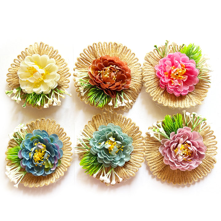Flower with Jute base Bunch pack of 6 for Trousseau, Gift Packing & Festive Decor
