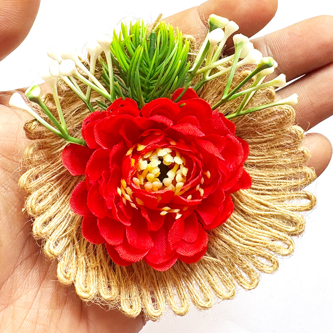 Flower with Jute base Bunch pack of 6 for Trousseau, Gift Packing & Festive Decor