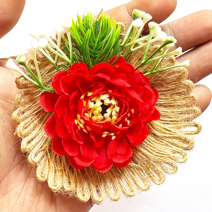 Flower with Jute base Bunch pack of 6 for Trousseau, Gift Packing & Festive Decor