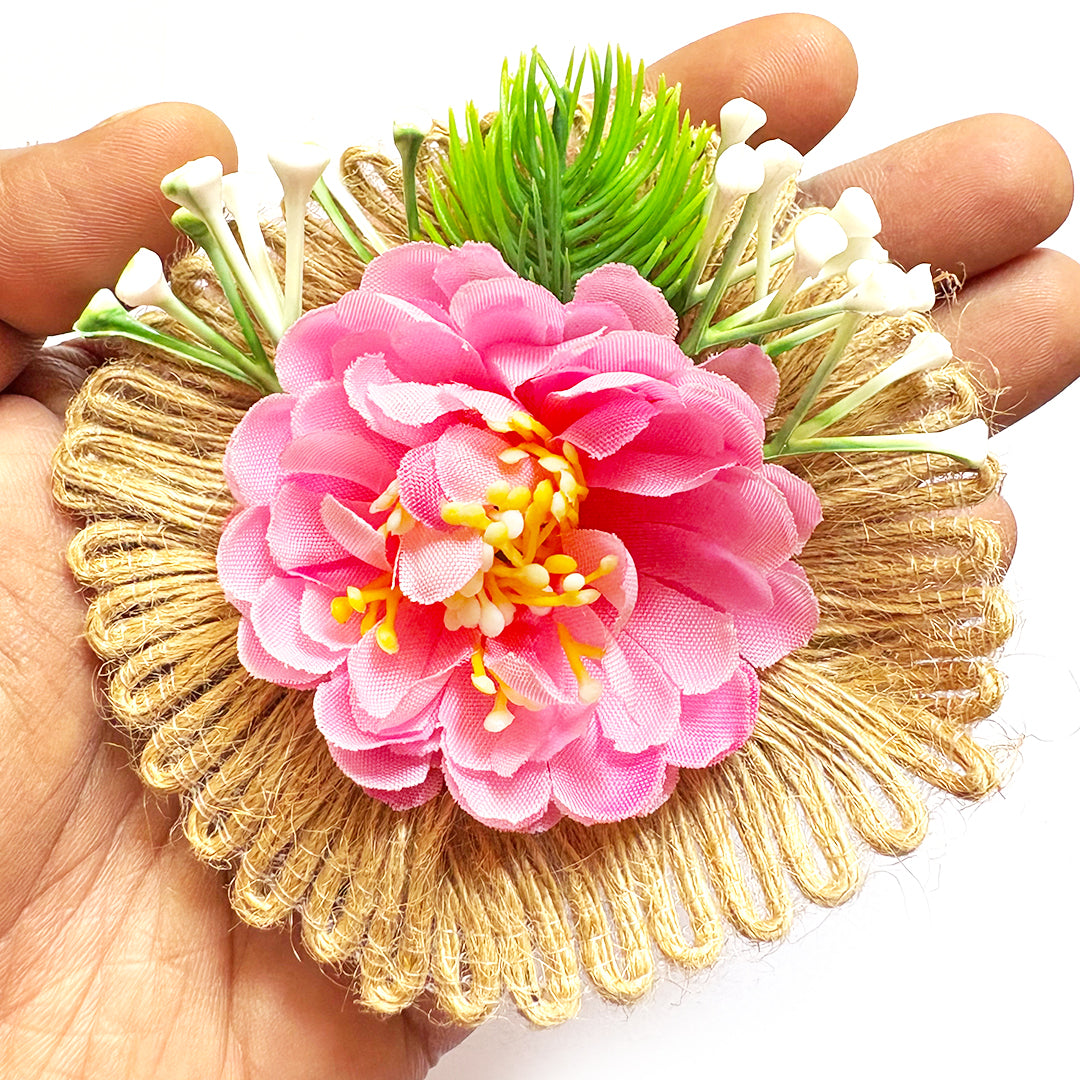 Flower with Jute base Bunch pack of 6 for Trousseau, Gift Packing & Festive Decor