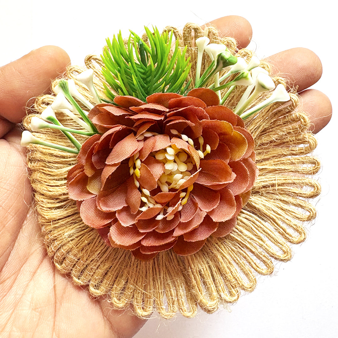 Flower with Jute base Bunch pack of 6 for Trousseau, Gift Packing & Festive Decor