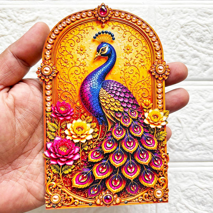 Peacock Jharokha D1 printed mdf Cutout Pack of 4 | DIY Decoration, Toran, Bandhanwar | size 6 inch