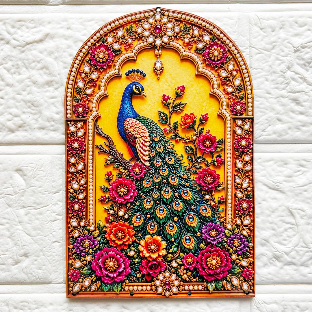 Peacock Jharokha D2 printed mdf Cutout Pack of 4 | DIY Decoration, Toran, Bandhanwar | size 6 inch