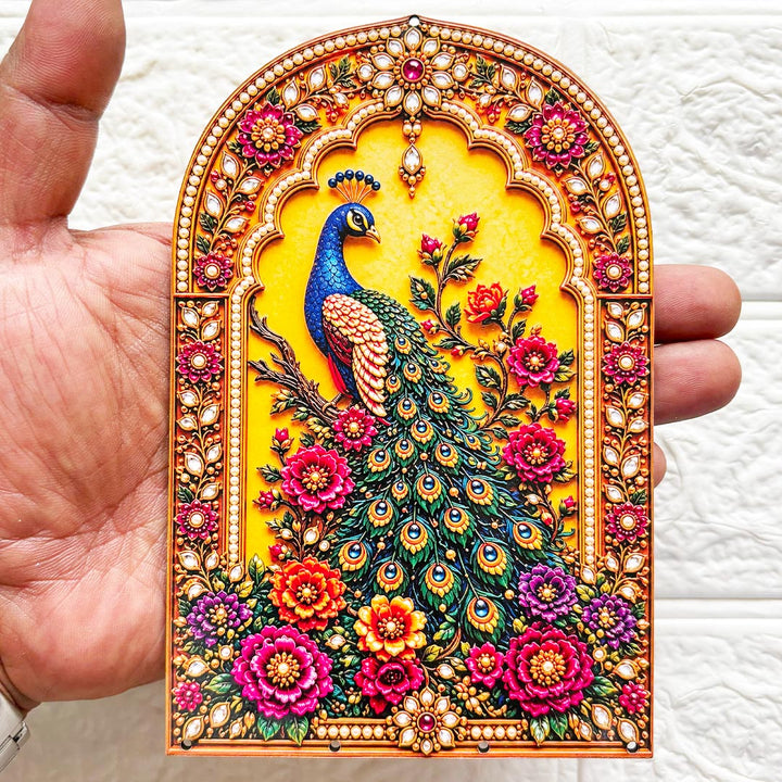 Peacock Jharokha D2 printed mdf Cutout Pack of 4 | DIY Decoration, Toran, Bandhanwar | size 6 inch