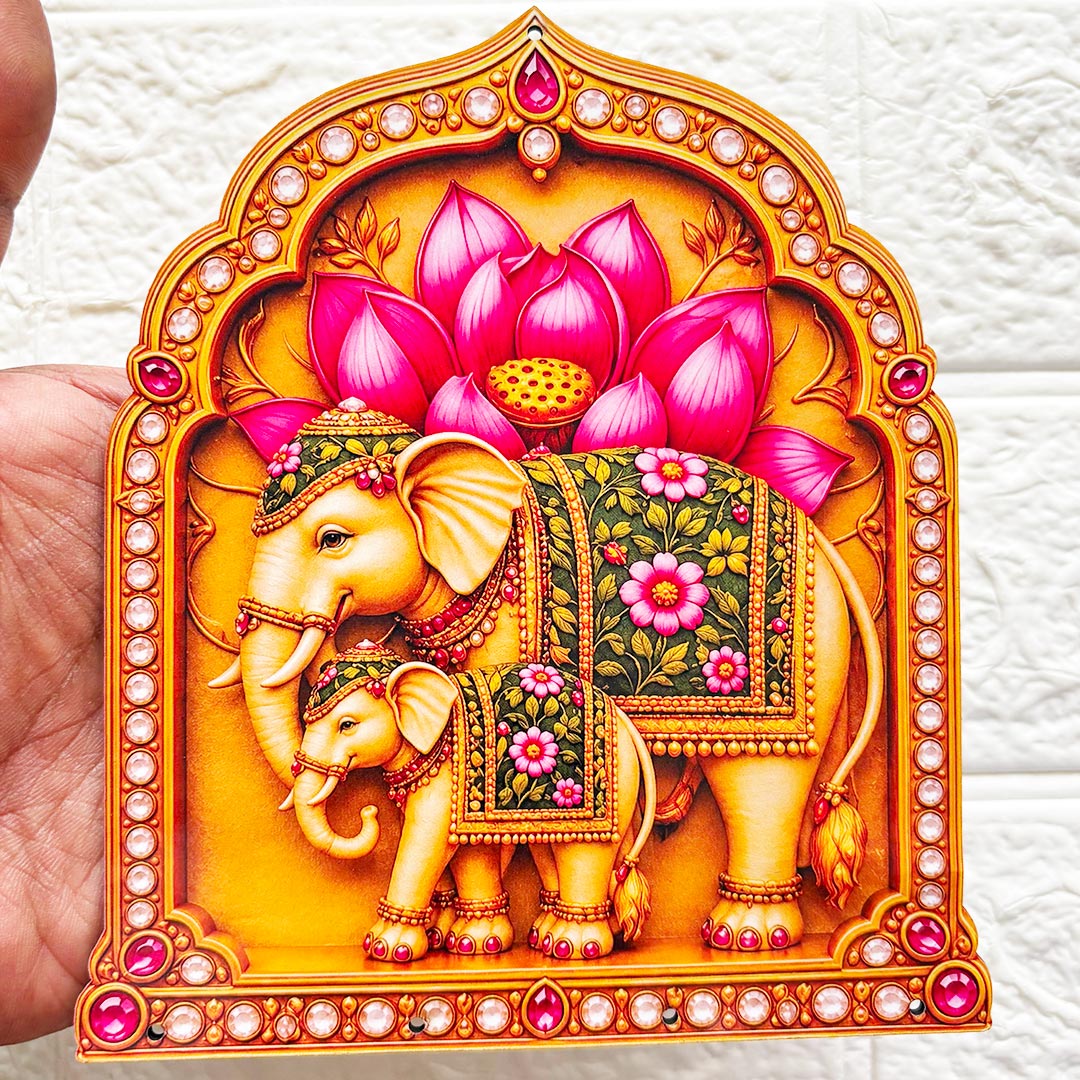 Elephant Jharokha D3 printed mdf Cutout Pack of 4 | DIY Decoration, Toran, Bandhanwar | size 6 inch