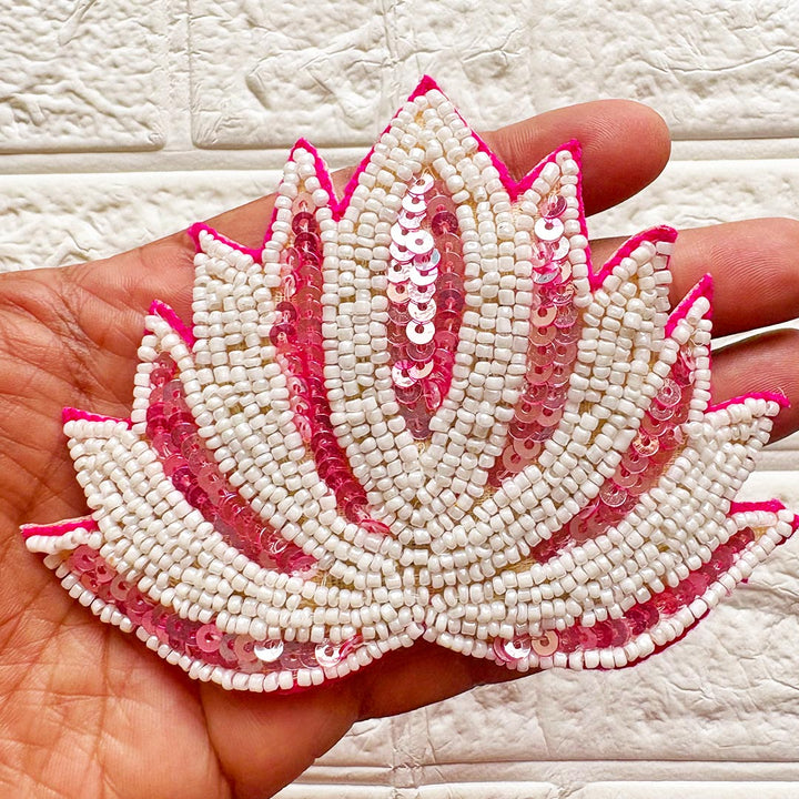 Sequins Beaded Lotus Patch | Pack of 10 for Diwali Festive DIY Art &amp; Craft Work
