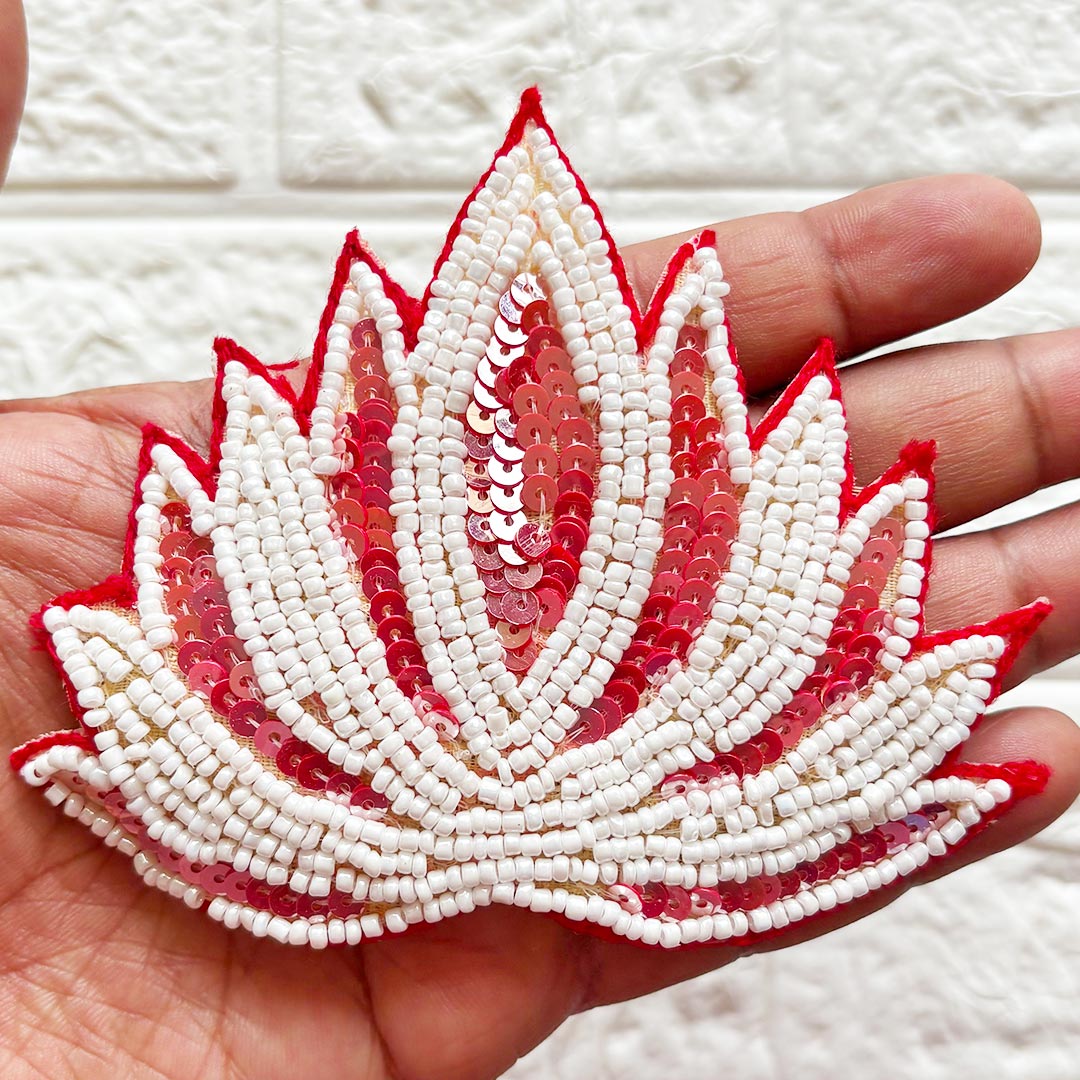 Sequins Beaded Lotus Patch | Pack of 10 for Diwali Festive DIY Art &amp; Craft Work