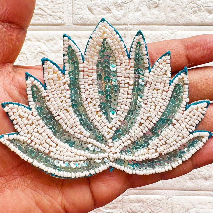 Sequins Beaded Lotus Patch | Pack of 10 for Diwali Festive DIY Art &amp; Craft Work