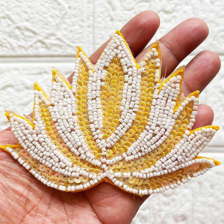Sequins Beaded Lotus Patch | Pack of 10 for Diwali Festive DIY Art &amp; Craft Work