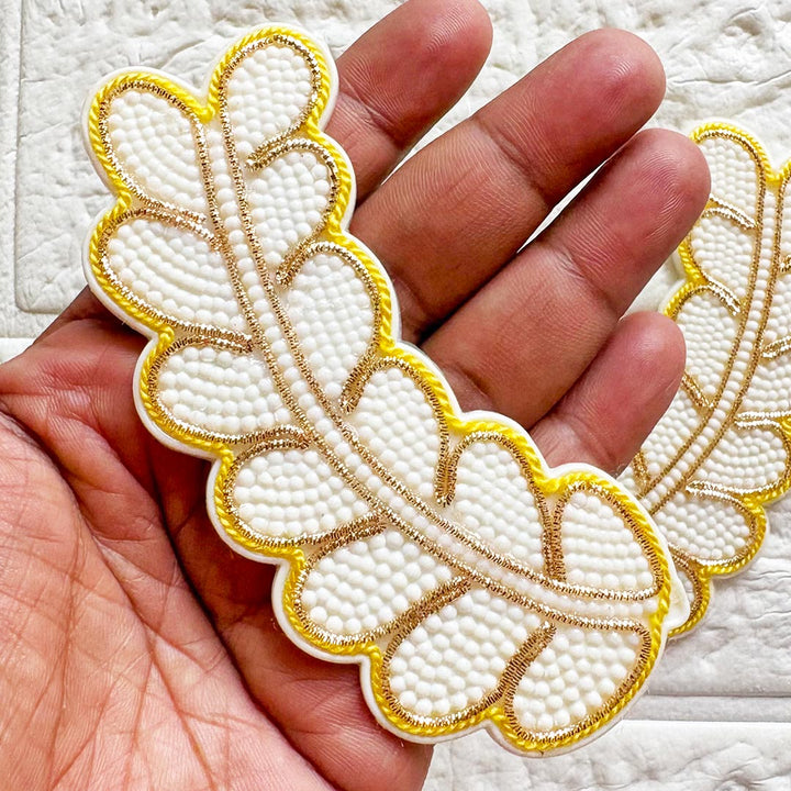Beaded Leaf Patch | Pack of 4 for Diwali Festive DIY Art &amp; Craft Work