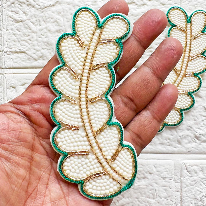 Beaded Leaf Patch | Pack of 4 for Diwali Festive DIY Art &amp; Craft Work