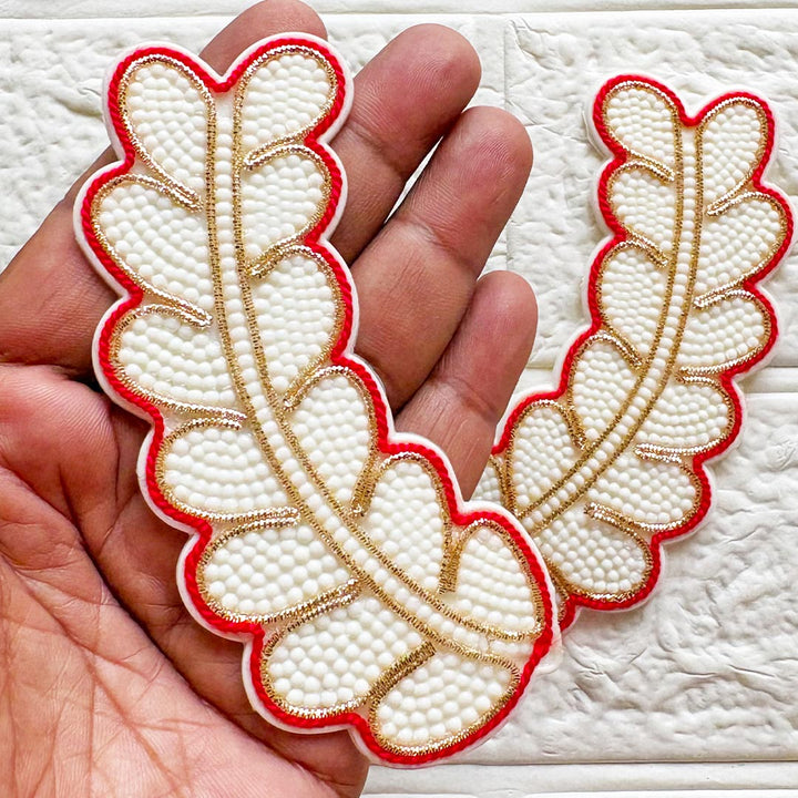 Beaded Leaf Patch | Pack of 4 for Diwali Festive DIY Art &amp; Craft Work