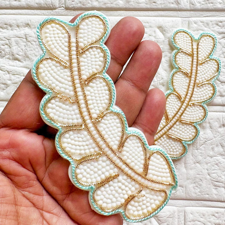 Beaded Leaf Patch | Pack of 4 for Diwali Festive DIY Art &amp; Craft Work